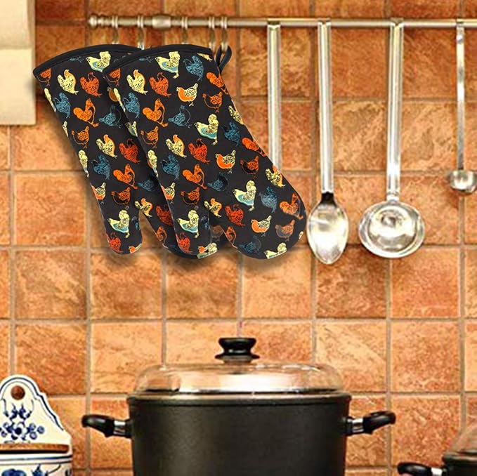 Oven Mitts Gloves 1 Pair Heat Resistant 480 ℉ Non Slip Clear Silicone Printed - Image 8