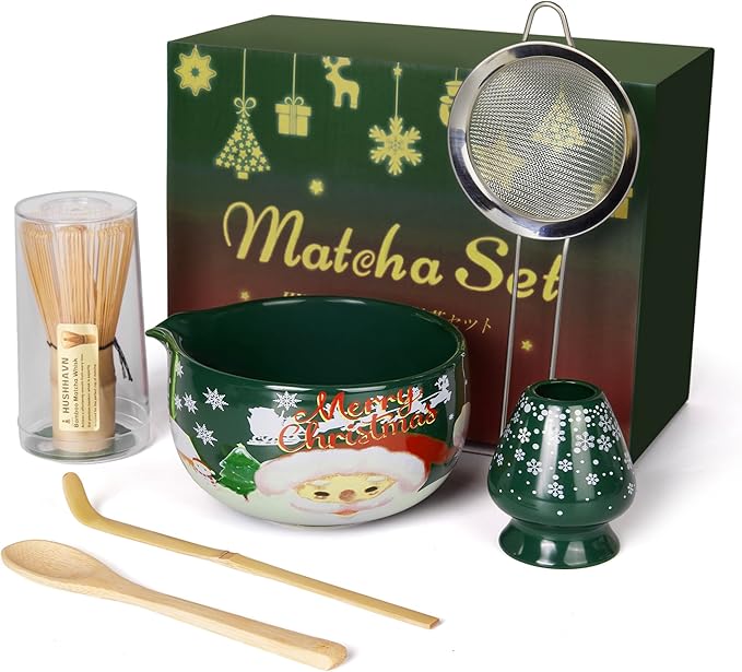Christmas Matcha Whisk Set, Ceramic Matcha Set Includes Bowl & Holder, Bamboo by Unknown