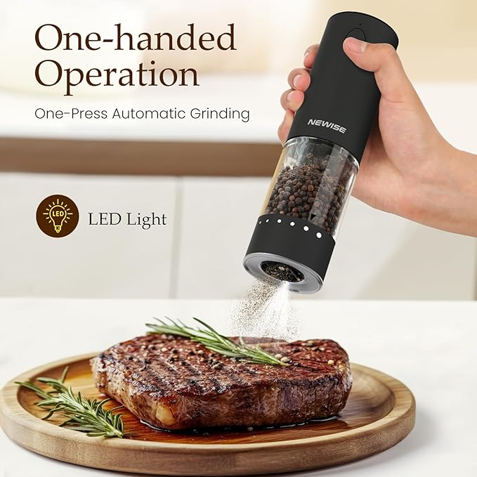 Newise Electric Salt & Pepper Grinder Set, Rechargeable - Image 2