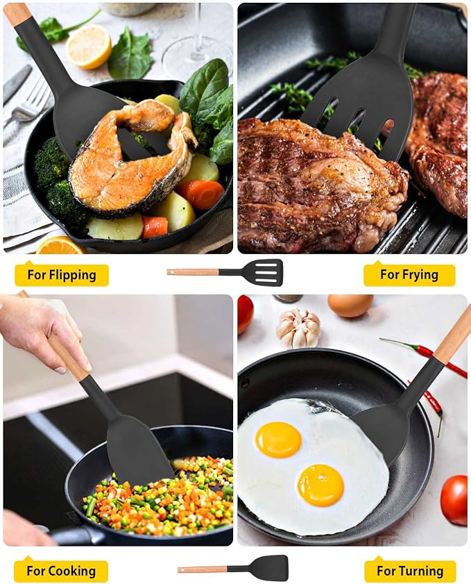 Pack of 2 Silicone Cooking Spatula, Heat Resistant Solid Turner, Non Stick - Image 4