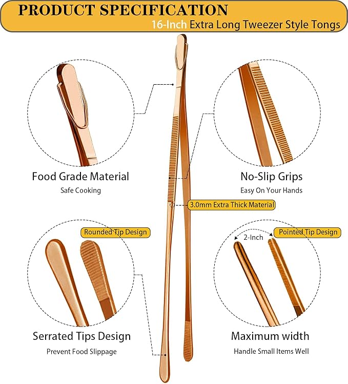 JETKONG 2 Pcs 16-Inch Extra-Large Kitchen Tweezers and Tongs - Image 2
