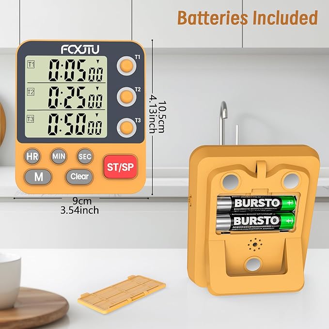Digital Dual Triple Kitchen Timer, 3-Channel Magnetic Countdown Timer - Image 7