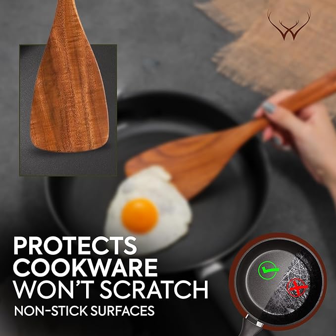 30 Pcs Teak Wooden Utensil Set – Premium Cooking Utensils Set, Natural Wooden - Image 5