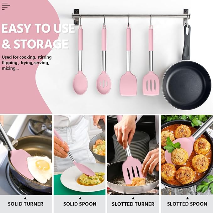 E-far Cooking Utensils Set of 4, Silicone Kitchen Utensils - Image 6