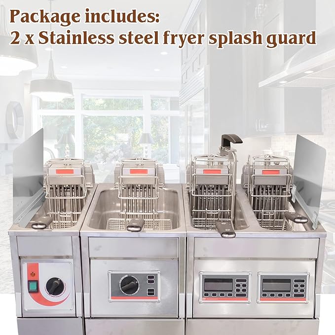 Ferraycle 2 Pack 20-1/2" W x 18" H 304 Stainless Steel Fryer Splash Guard - Image 4