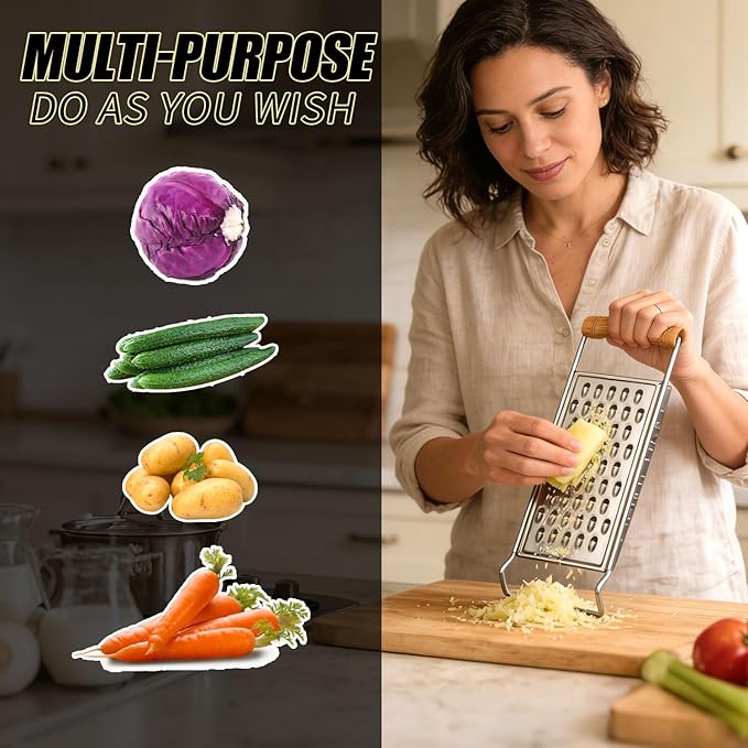 2 Pack Cheese Grater Handheld, Stainless Steel Zester Set of 2, Kitchen Flat - Image 3