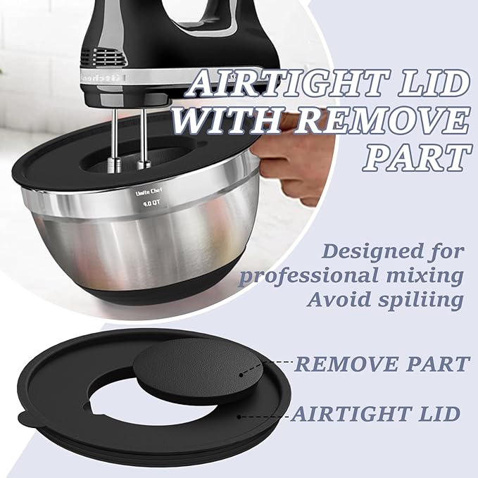 Umite Chef Mixing Bowls with Airtight Lids, 3 Grater Attachments & Non-Slip - Image 7
