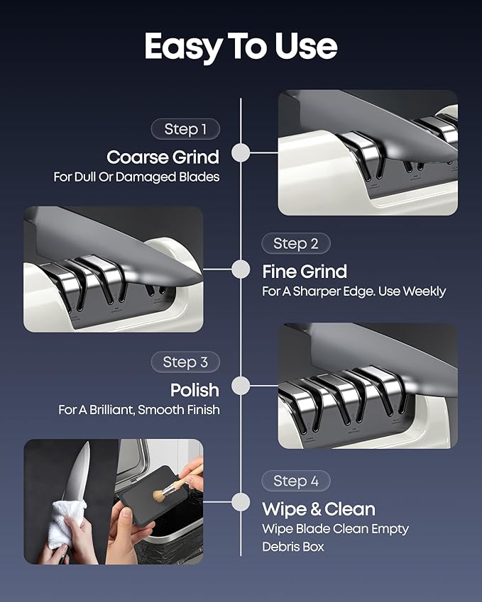 Kitchen Electric Knife Sharpener, 3-Stage Diamond Knife Sharpener Electric - Image 4