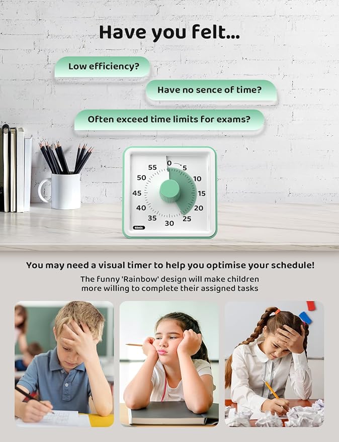 LIORQUE Visual Timer for Kids, 60-Minute Countdown Timers for Classroom Office - Image 4