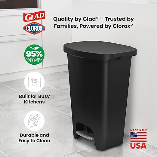 Glad 13 Gallon Trash Can | Plastic Kitchen Waste Bin - Image 6