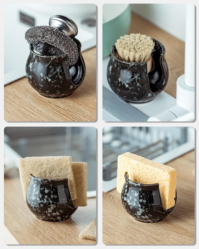 Zoeeker Kitchen Sponge Holder, Ceramic Dish Sponge Holder Kithen Sink Organizer - Image 5