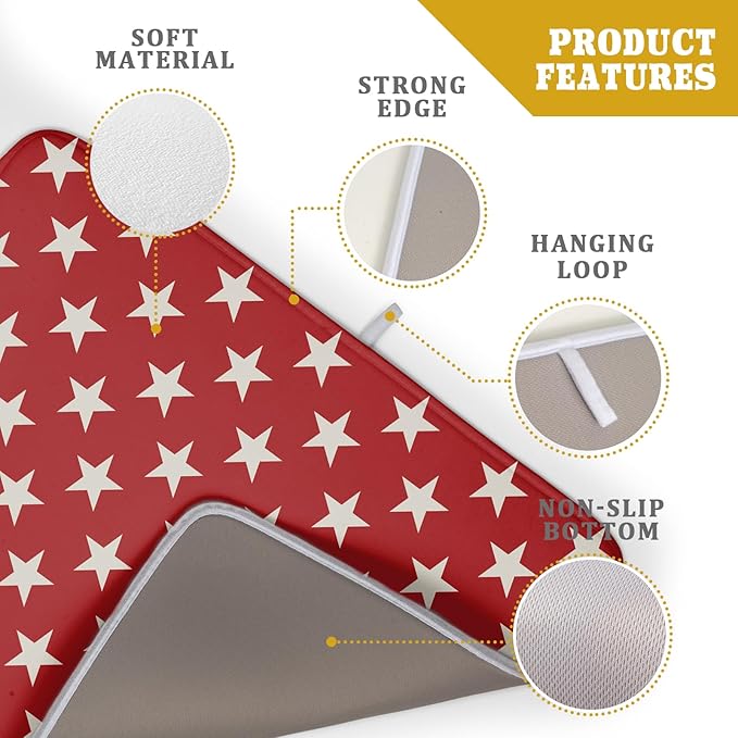 Patriotic July of 4th Red Star Dish Drying Mat - Image 4