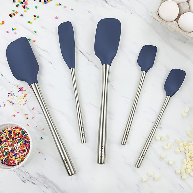 Tovolo Stainless Steel Handled Silicone Spatula Set of 5 Deep Indigo, - Image 3