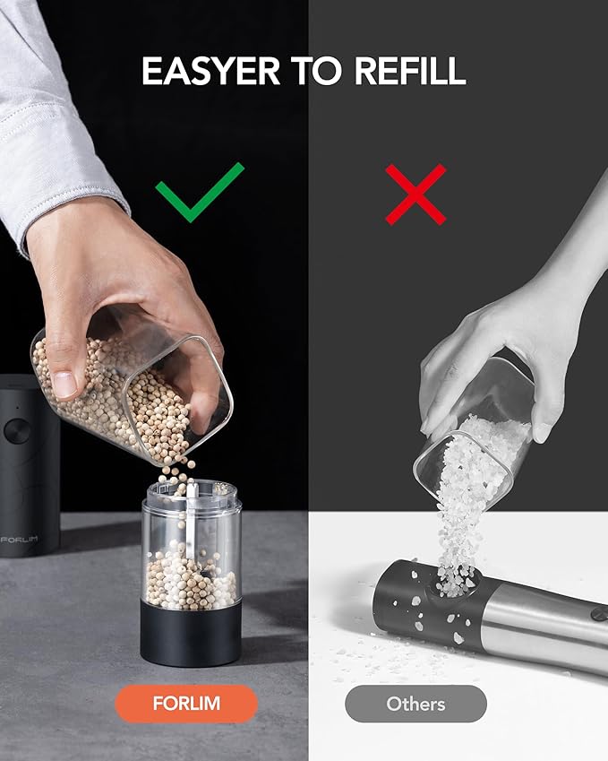 FORLIM Electric Salt and Pepper Grinder Set, USB Rechargeable, Automatic Salt - Image 6