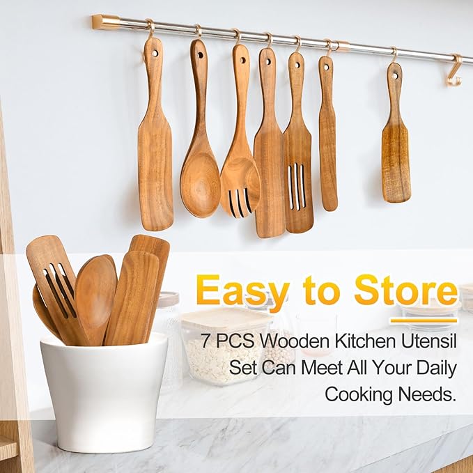 Spurtles Kitchen Tools Wooden, Natural Premium Spatula Set, Heat Resistant - Image 6