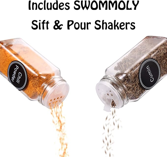 SWOMMOLY 66 Glass Spice Jars - Image 6