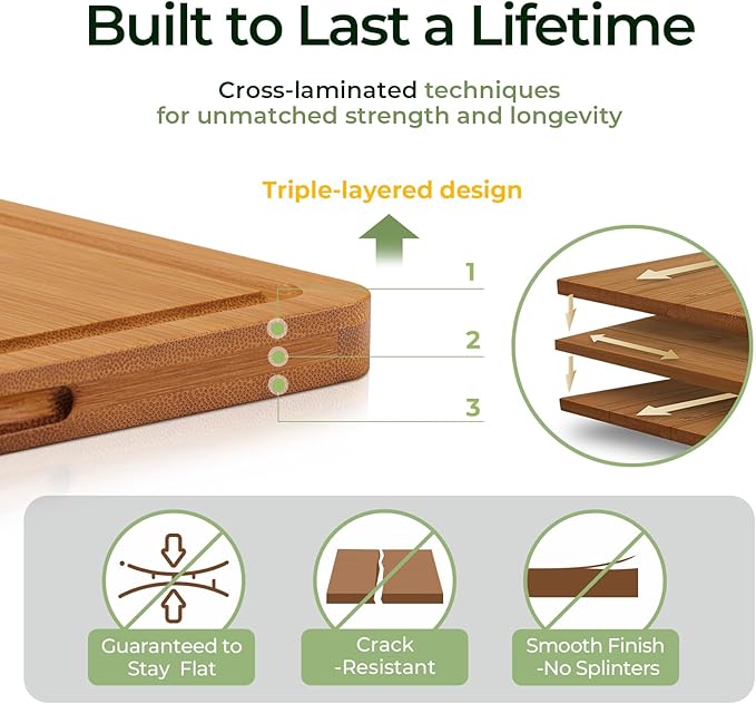 Keechee Bamboo Cutting Board, Durable Wood Cutting Boards - Image 6