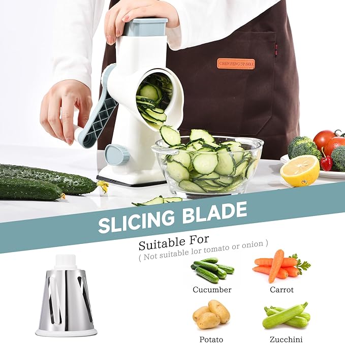 Rotary Cheese Grater with Handle Kitchen Shredder Slicer Grater Slicer Ice - Image 4