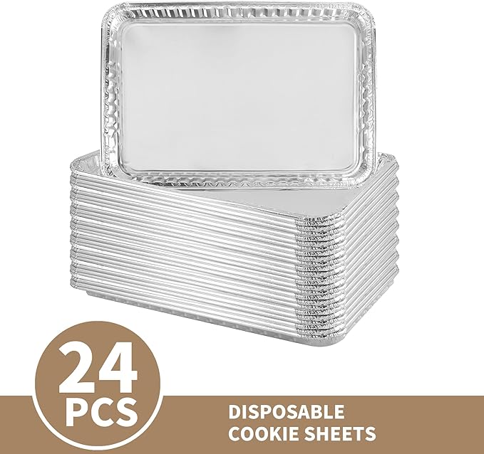 24 Pack 16 x 11 inch Aluminum Disposable Cookie Sheets - Image 8