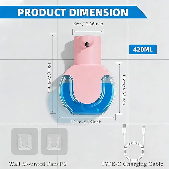 2Pack Automatic Soap Dispenser Touchless, Rechargeable Foaming Soap Dispenser - Image 2