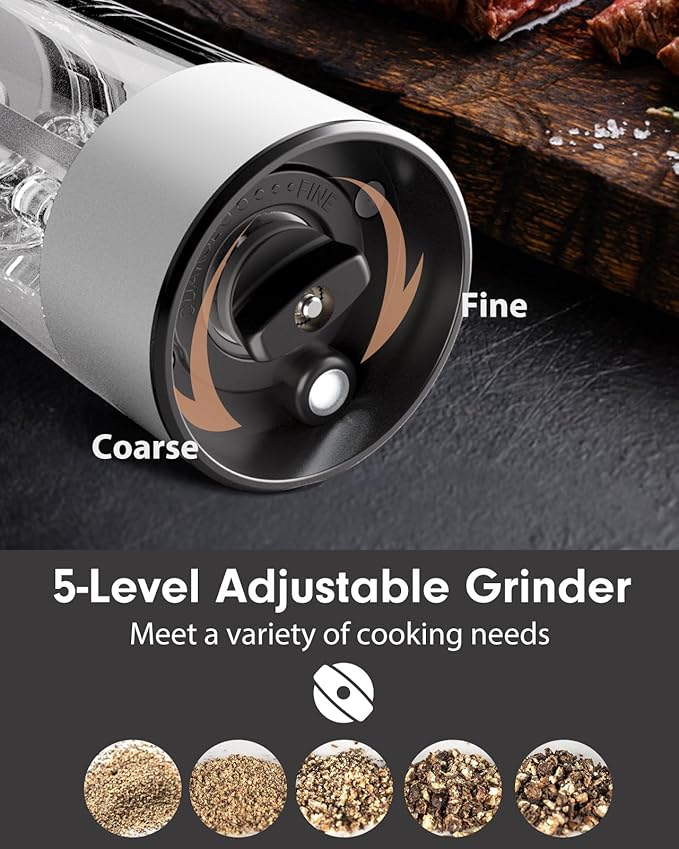 TOMEEM Upgraded Larger Capacity Electric Salt and Pepper Grinder Set - Image 4