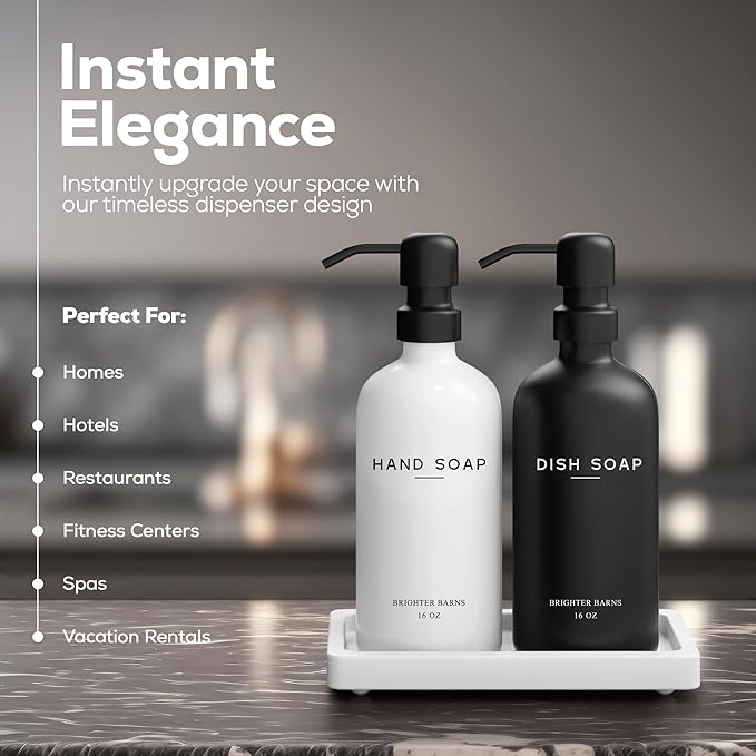 Luxury Glass Hand and Dish Soap Dispenser Set by Brighter Barns - Image 2