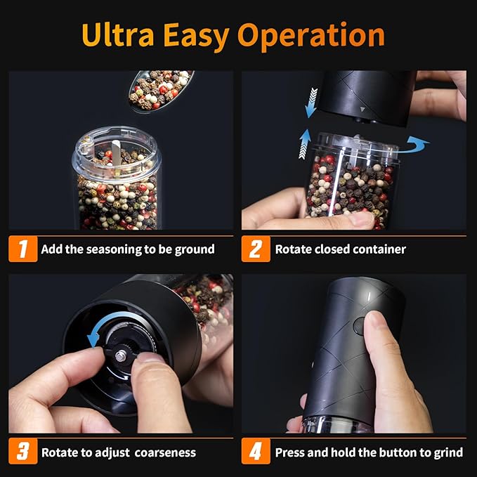 2Pack Electric Salt and Pepper Grinder Set USB Rechargeable - Image 6