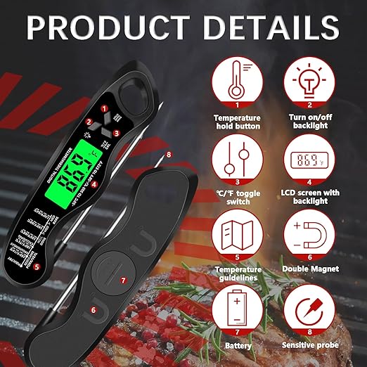 Meat Thermometer Digital，IP67 Waterproof Cooking Thermometer - Image 3
