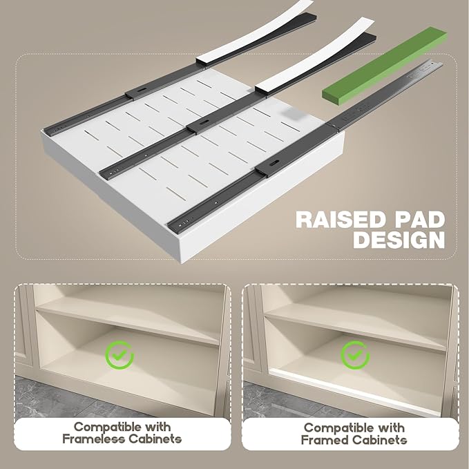 Seinloes 4 Pack Pull Out Cabinet Organizer 21" Deep, Full Extension 3 Slide - Image 2