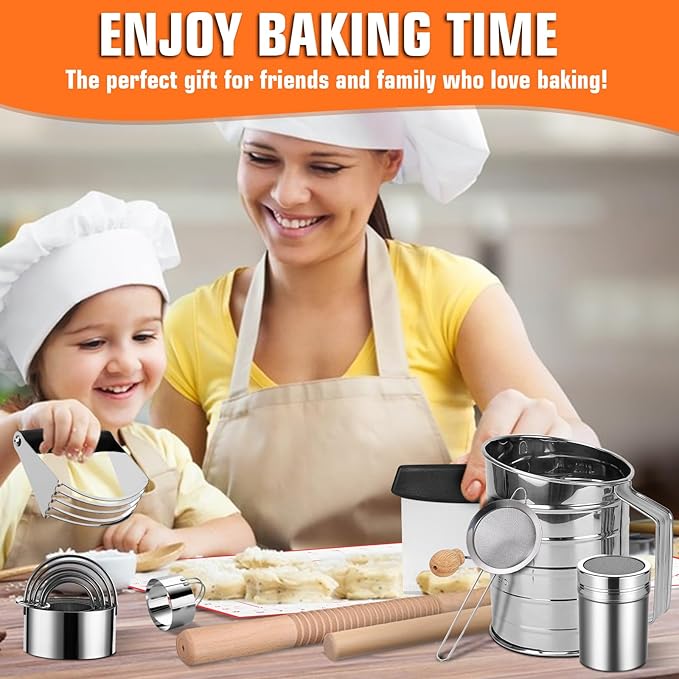 Biscuit Cutter Set, Flour Sifter, Rolling Pin, Biscuit Cutter, Dough Cutter - Image 7