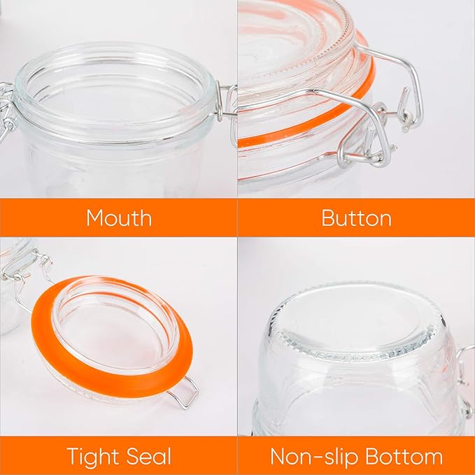 Small Glass Jars With Airtight Lids, Glass Spice Jar 5 oz, Maosn Jars With Leak - Image 3