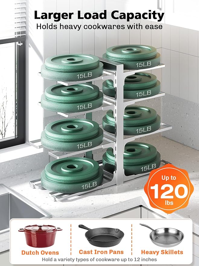 MUDEELA 8-Tier Pots and Pans Organizer under Cabinet, 15.83" Height Heavy Duty - Image 4