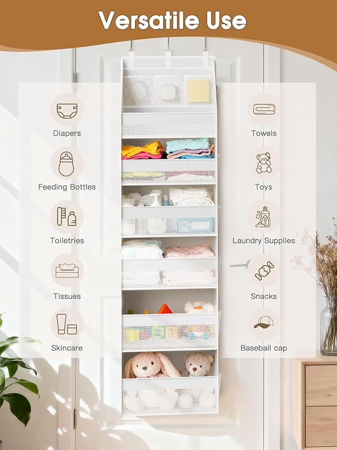 Criusia Over the Door Organizer, Heavy-Duty 6-Shelf Hanging Storage - Image 8