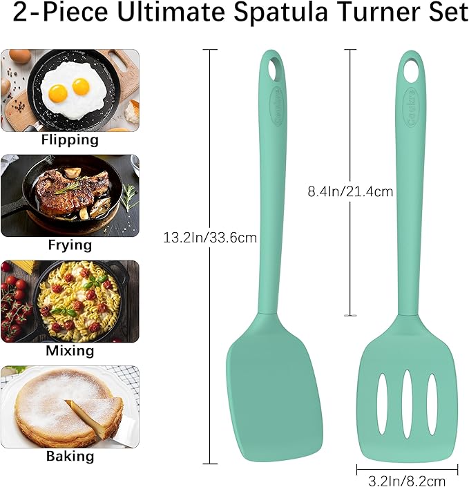 Coukre 2 Pack Silicone Spatula Set, High Heat Resistant, BPA Free Kitchen - Image 6