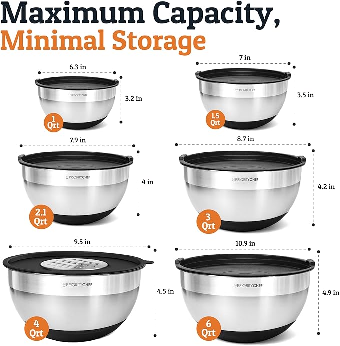 Priority Chef 6Pc Large Mixing Bowls - Image 2
