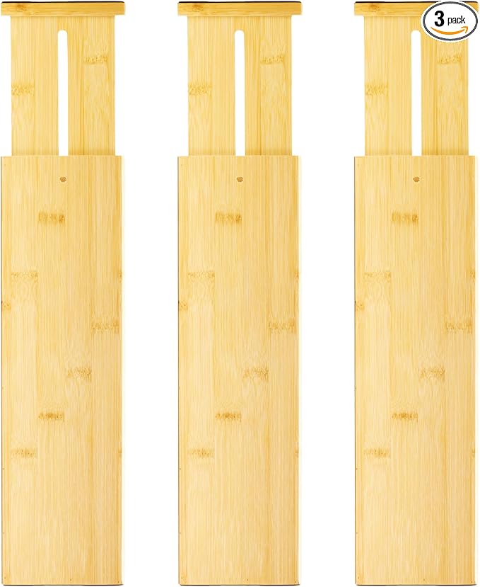 VaeFae 3 Pack Bamboo Drawer Dividers, Expandable Separators by VaeFaeDirect