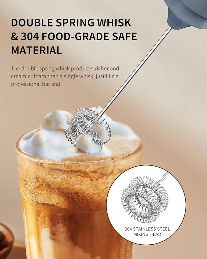 CIRCLE JOY Rechargeable Milk Frother Hanheld, Dual Ring Electric Coffee Frother - Image 2