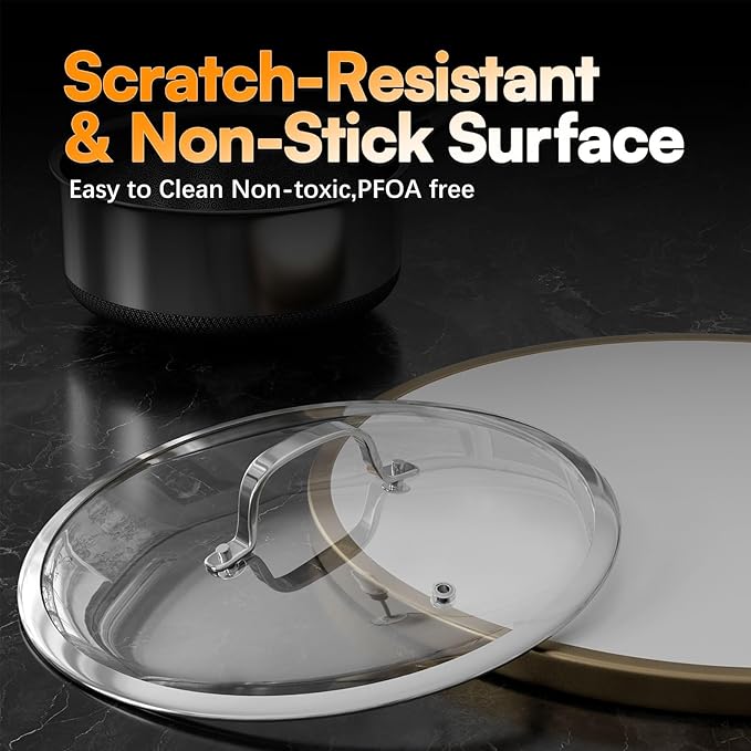 Sauce pan with Lid, KURRUNGIE 1.5 & 2.8 QT Hybrid Stainless Steel Cookware Set - Image 5