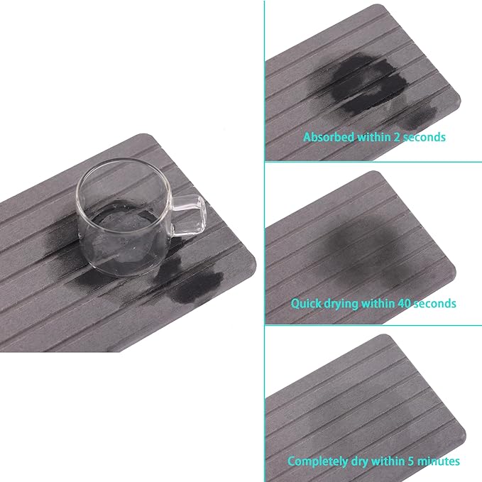 NiuYichee 2 PCS Water Absorbent diatomite Coasters, 9.5" x 5.5" Water Absorbing - Image 3