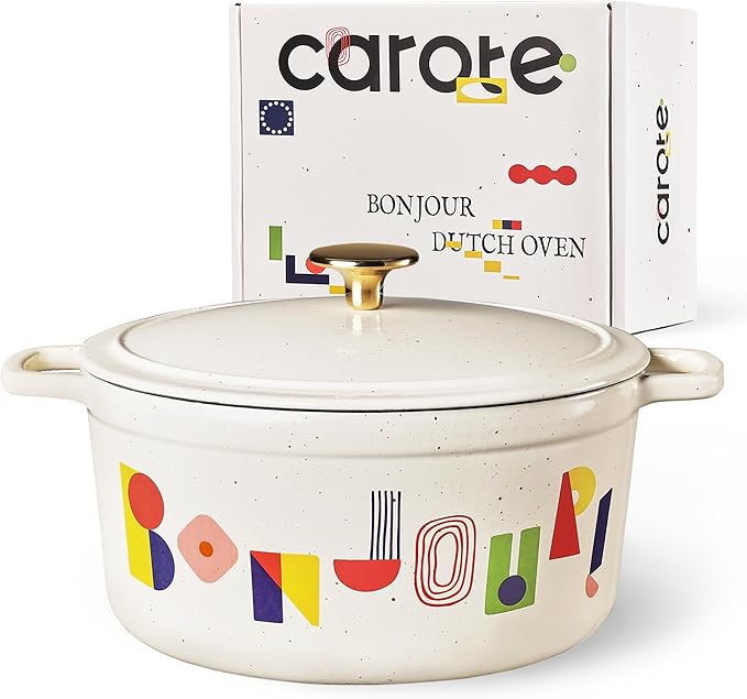 CAROTE 5QT Cast Iron Dutch Oven Pot by CAROTE