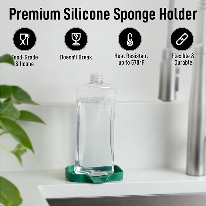 Zulay Kitchen Small Silicone Sponge Holder – Space-Saving Sink Organizer Tray - Image 2
