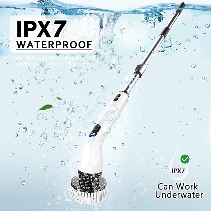 TUYU Electric Spin Scrubber, Full-Body IPX7 Waterproof Bathroom Scrubber - Image 6