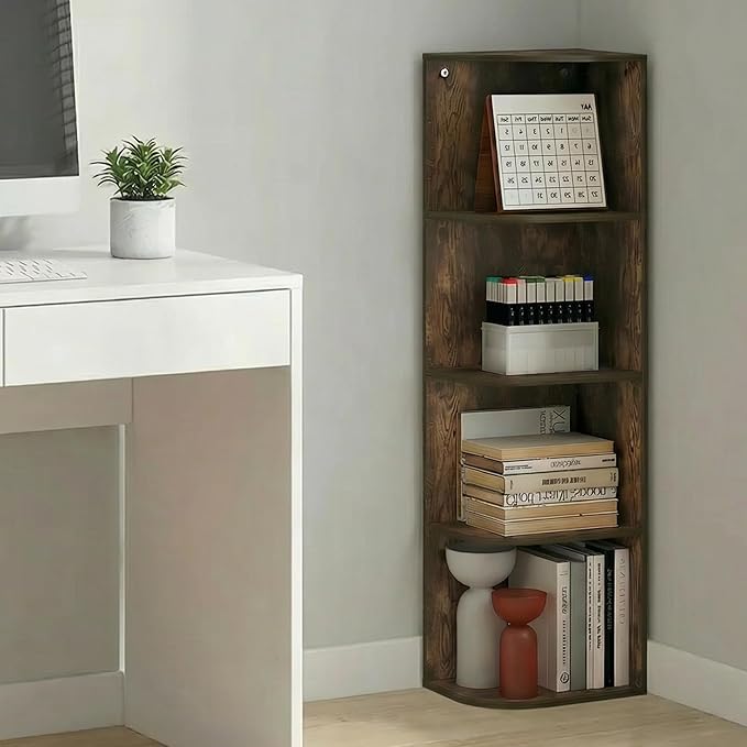 Furinno PASIR Book Shelf, 4-Tier Corner Bookshelf - Image 2