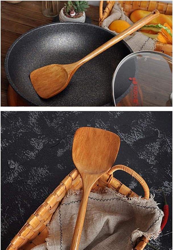 FJNATINH Wooden Spatula with Long Handle - Image 6