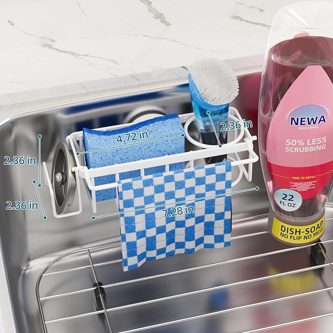 TAILI 4-in-1 Sink Caddy with Strong Suction Cup, Sponge Holder - Image 3