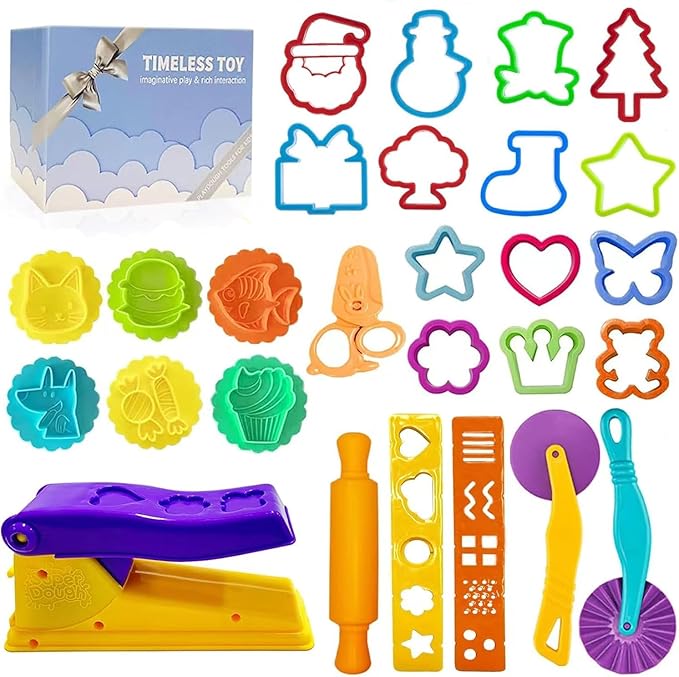 Dough Tools for Kids- Play Sets Accessories Include Animal Molds Stamps Cutter by Decebaya