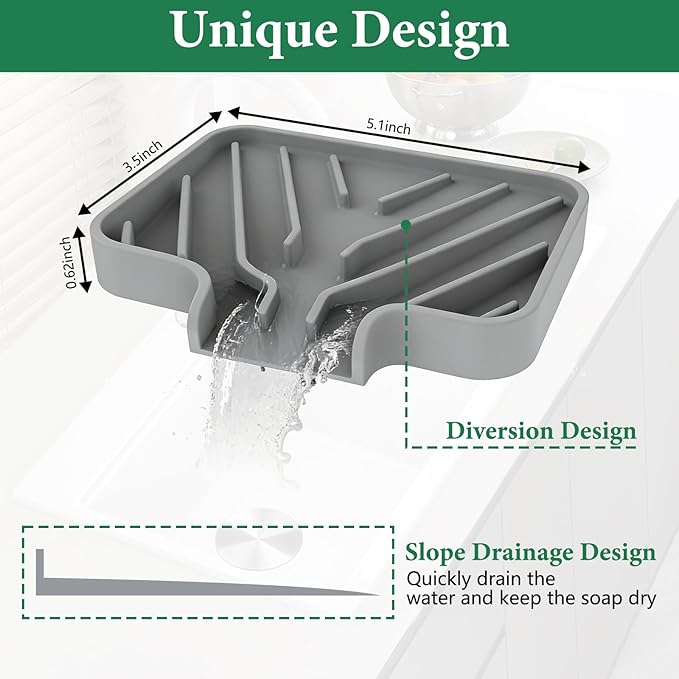 GUUKIN Sponge Holder for Kitchen Sink, Sink Caddy and Soap Tray | 5x3.5 inch - Image 3