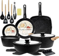 BECIGAR 23pcs Ceramic Pots and Pans Set, Nonstick Detachable Handle Cookware by BecigarCookware
