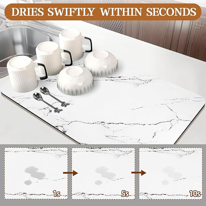 White Dish Drying Mat, Absorbent Heat Resistant Dish Drying Mats - Image 3