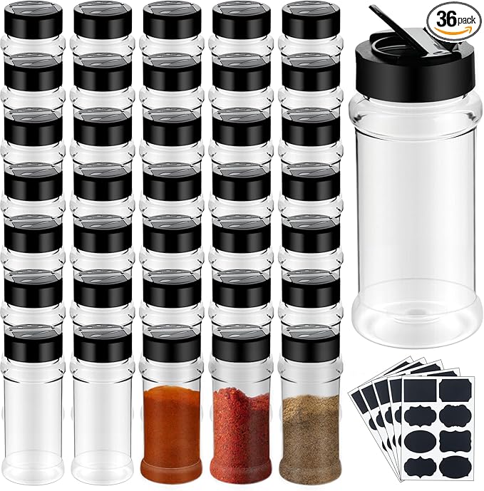 Ysglory 36 Pack 3 Oz Plastic Spice Jars Bottles Empty Seasoning Bottles by Ysglory